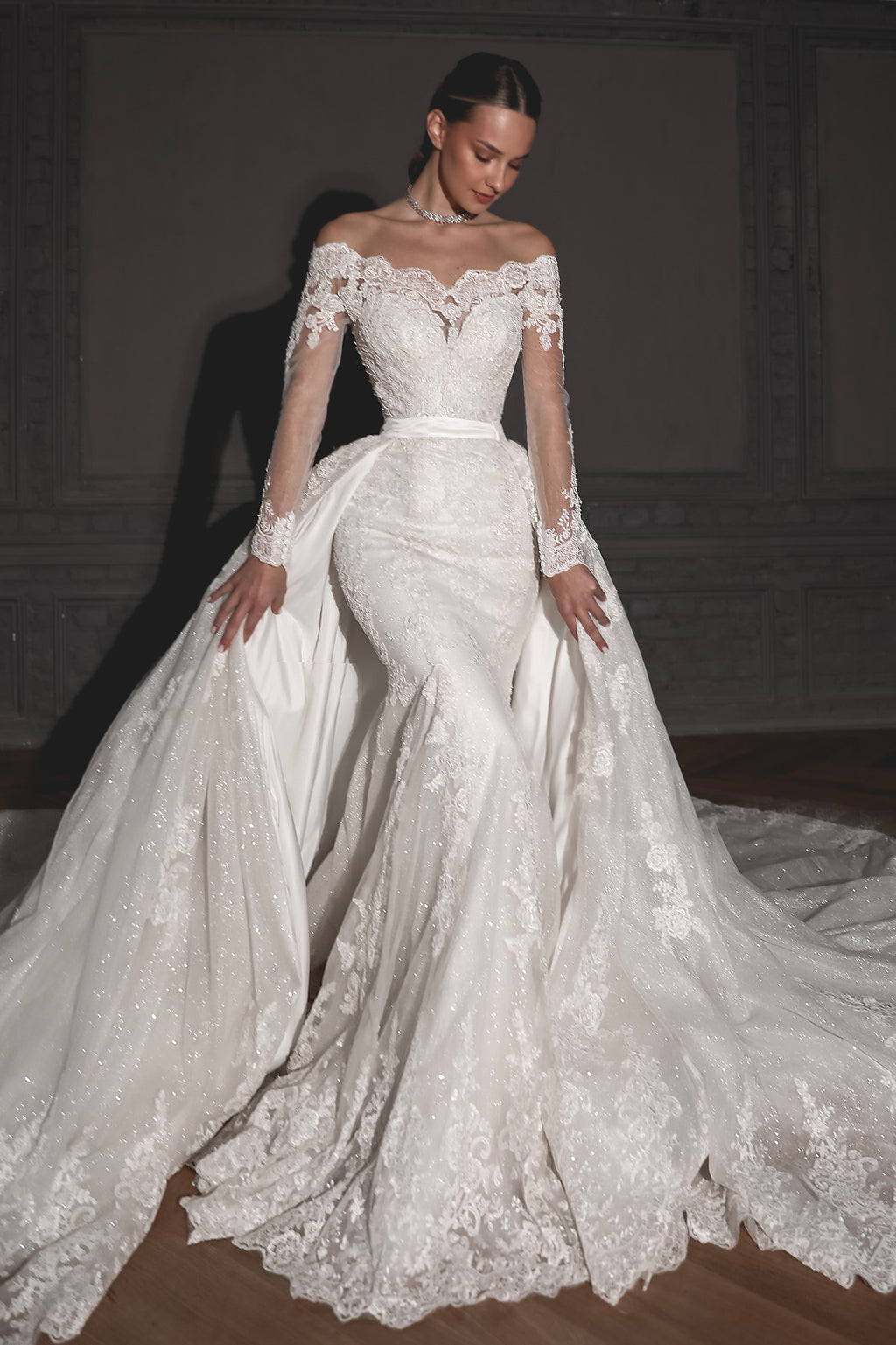Lace Shimmery Wedding Dress Ornella 2 in 1 – Olivia Bottega