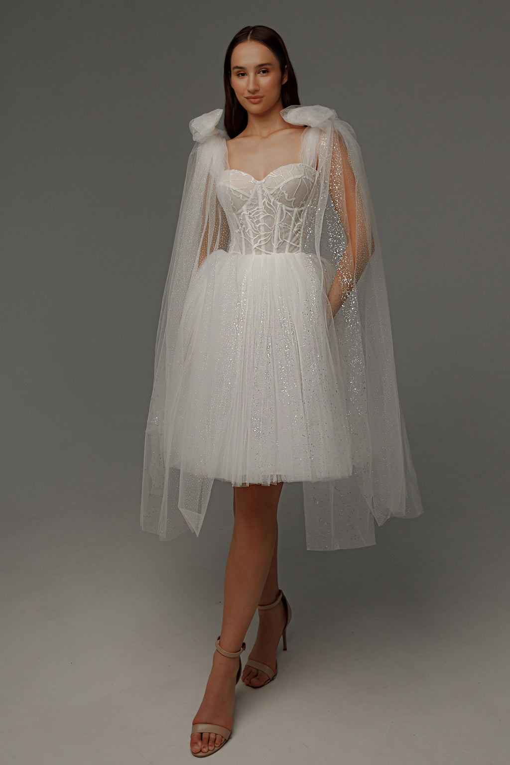 Short Wedding Dress Helena with Detachable Straps US 12