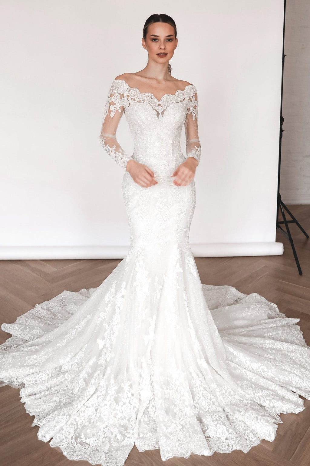 mermaid wedding dress lace Champagne Tulle Elegant Dresses Strapless Bridal Gowns US0 / As Picture neck illusion corset Lace Applique Mermaid Wedding Dress