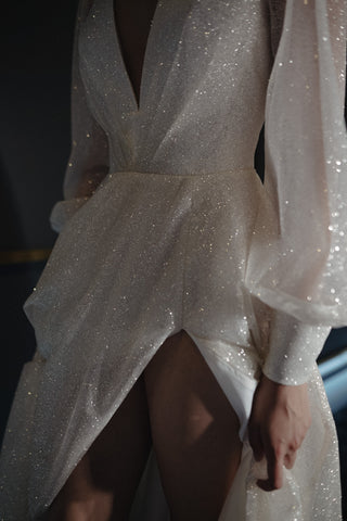 Sparkly Wedding Dress Ella With High Leg Slit
