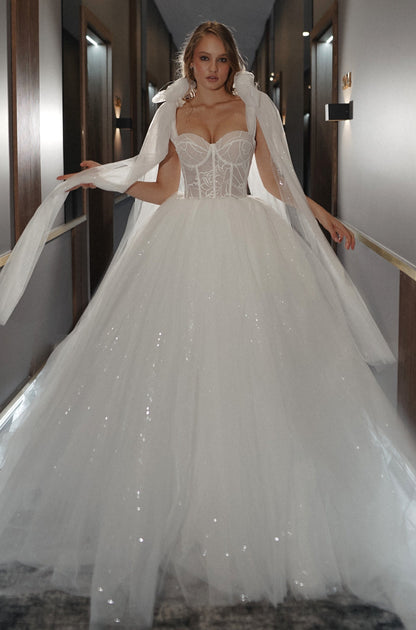 Sequin Lace Corset Sheath Wedding Dress