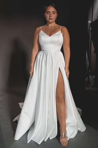 Plus Size Satin Wedding Dress Sentea with Front Slit