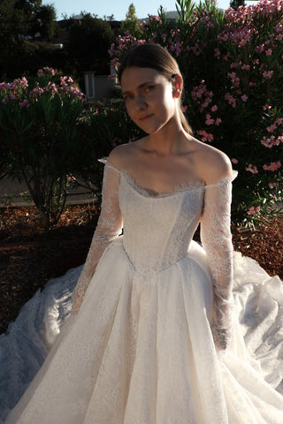 Lace Basque Waist Ball Gown Eilonwy Light Ivory / US 4 Lace Basque Waist Ball Gown Eilonwy Light Ivory / US 4