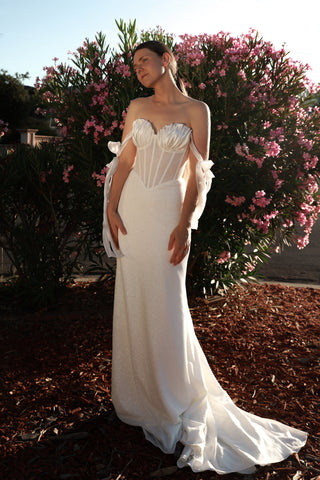 Sheath Sparkly Wedding Dress Maybel