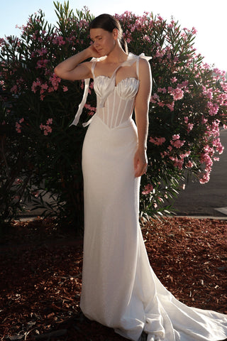 Sheath Sparkly Wedding Dress Maybel