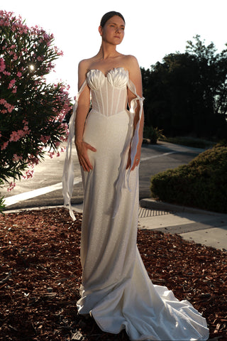 Sheath Sparkly Wedding Dress Maybel