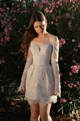 Short Long Sleeve Wedding Dress Annette