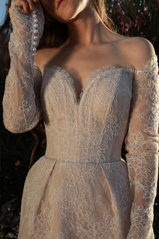 Short Long Sleeve Wedding Dress Annette