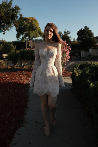 Short Long Sleeve Wedding Dress Annette