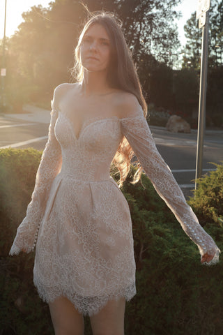 Short Long Sleeve Wedding Dress Annette