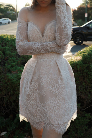 Short Long Sleeve Wedding Dress Annette