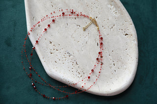 Garnet Orbit Multi-strand Swarovski Crystals Necklace