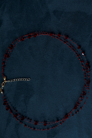 Garnet Orbit Multi-strand Swarovski Crystals Necklace