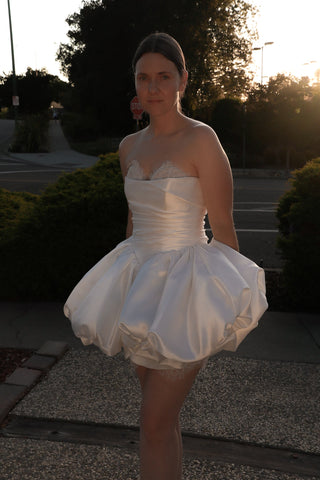Short Satin Wedding Dress Resee