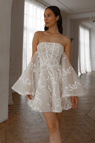 Short Floral Lace Wedding Dress Moonlit Siren Olivia Bottega Short Floral Lace Wedding Dress Moonlit Siren Olivia Bottega