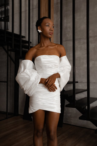 short taffeta wedding dress Short Wedding Dress Fiorelia with Detachable Straps US 12