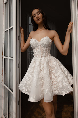 Short Floral Lace Wedding Dress Selkie - Main Image