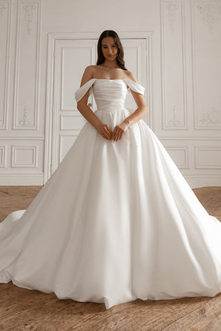 Satin Wedding Dress Dorothy with Balloon Skirt Custom Size Satin Wedding Dress Dorothy with Balloon Skirt Custom Size