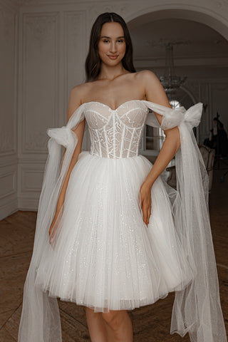 Short Wedding Dress Helena with Detachable Straps Olivia Bottega Short Wedding Dress Helena with Detachable Straps Olivia Bottega