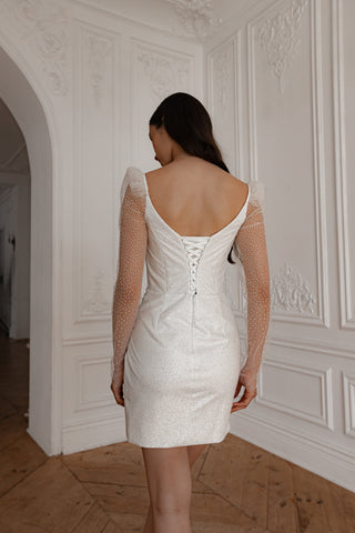 Wedding Dress Calista with Detachable Sleeves US 4