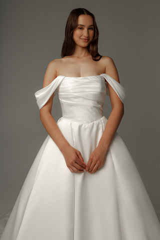 Satin Wedding Dress Dorothy with Balloon Skirt Custom Size