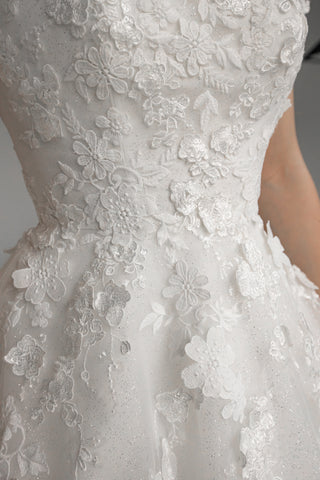Floral Lace Tulle Wedding Dress Yoki with Detachable Straps