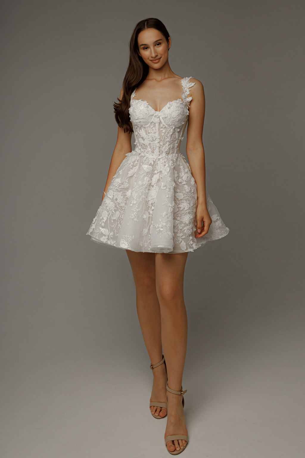 Short Floral Lace Wedding Dress Selkie – Olivia Bottega
