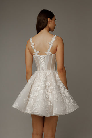 olivia bottega short wedding dress Short Long Sleeve Wedding Dress Annette Nude / US 16