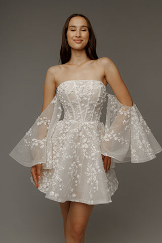 Short Floral Lace Wedding Dress Moonlit Siren Olivia Bottega Short Floral Lace Wedding Dress Moonlit Siren Olivia Bottega