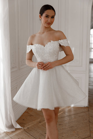 Short Lace Wedding Dress Aditi – Olivia Bottega