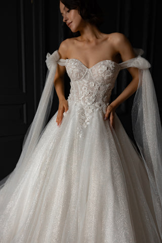 floral lace wedding dress celia with detachable straps Floral Lace Wedding Dress Celia with Detachable Straps