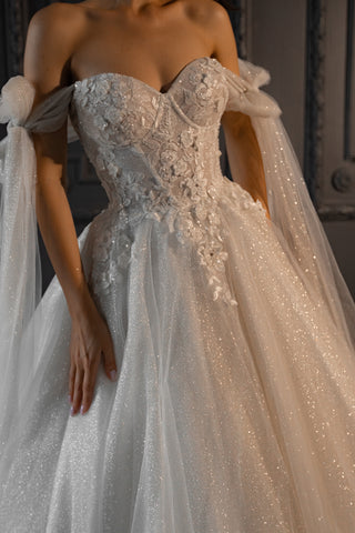 Floral Lace Wedding Dress Celia with Detachable Straps