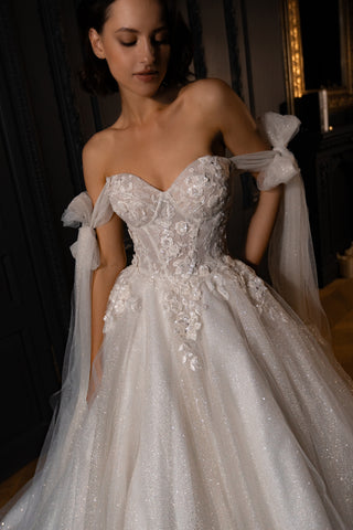Floral Lace Wedding Dress Celia with Detachable Straps