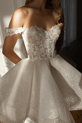 sofia short wedding dress Delana a short mikado wedding dress with pockets