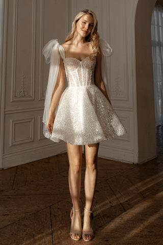 Short Wedding Dress Shiori with Detachable Straps Olivia Bottega Short Wedding Dress Shiori with Detachable Straps Olivia Bottega
