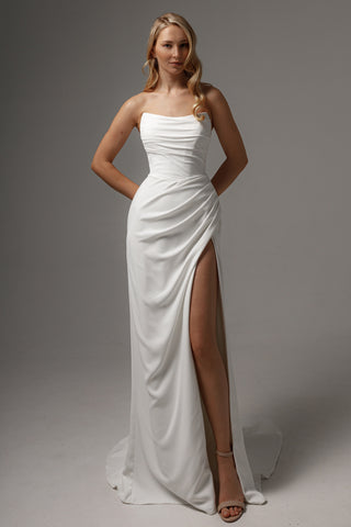 Sheath Wedding Dress Jelena with Leg Slit – Olivia Bottega Sheath Wedding Dress Jelena with Leg Slit – Olivia Bottega