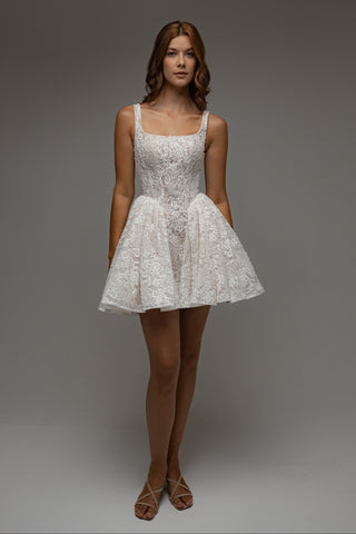 Short Basque Waist Wedding Dress Eilowen
