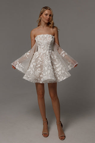 twilight wedding dress Floral Lace Wedding Dress Twilight Muse with Detachable Sleeves – Olivia Bottega