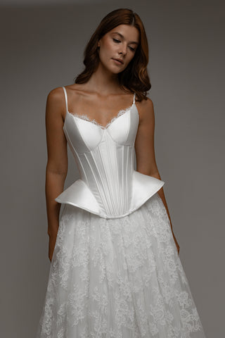 Wedding Dress Lumielle with Basque Waist Corset