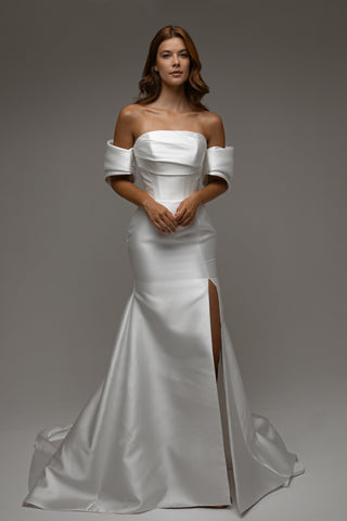 Mikado Wedding Dress Faelith with Detachable Straps