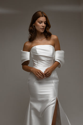 Mikado Wedding Dress Faelith with Detachable Straps