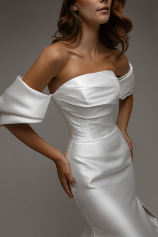 Mikado Wedding Dress Faelith with Detachable Straps