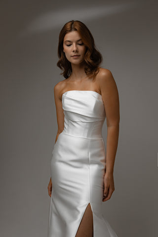 Mikado Wedding Dress Faelith with Detachable Straps
