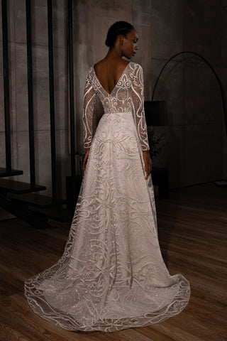 Long Sleeve Wedding Dress, A-line Bridal Gown, Lace Wedding Dress