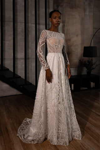 aline sleeve wedding dress Lace A-line Wedding Dress Toba Light ivory / US 8