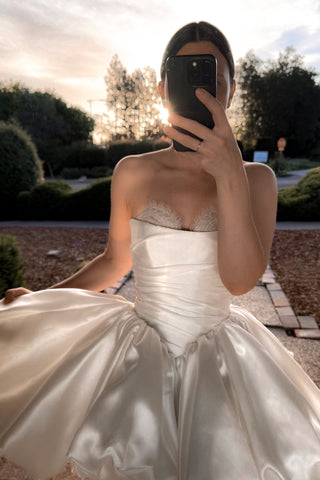 Short Satin Wedding Dress Resee