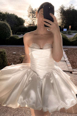 Short Satin Wedding Dress Resee