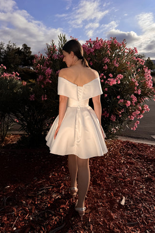 Short Satin Wedding Dress Mira Short Dress+Overskirt / US 4 Short Satin Wedding Dress Mira Short Dress+Overskirt / US 4