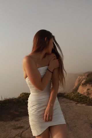 Glitter Mini Skirt Wedding Dress Ebba With Detachable Sleeves