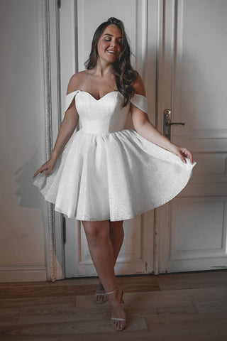 Plus Size Short Sparkly Wedding Dress Milana